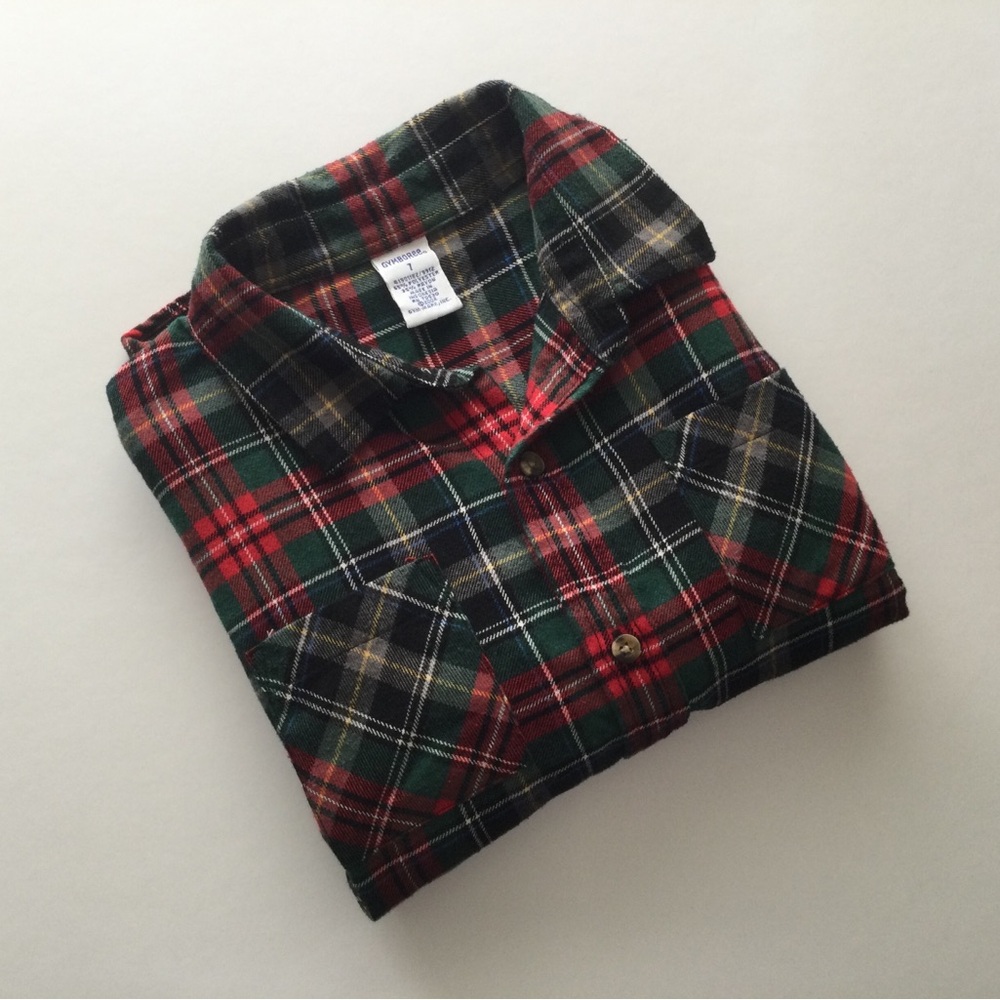 Gymboree Boys Plaid Flannel Shirt - Green/Red